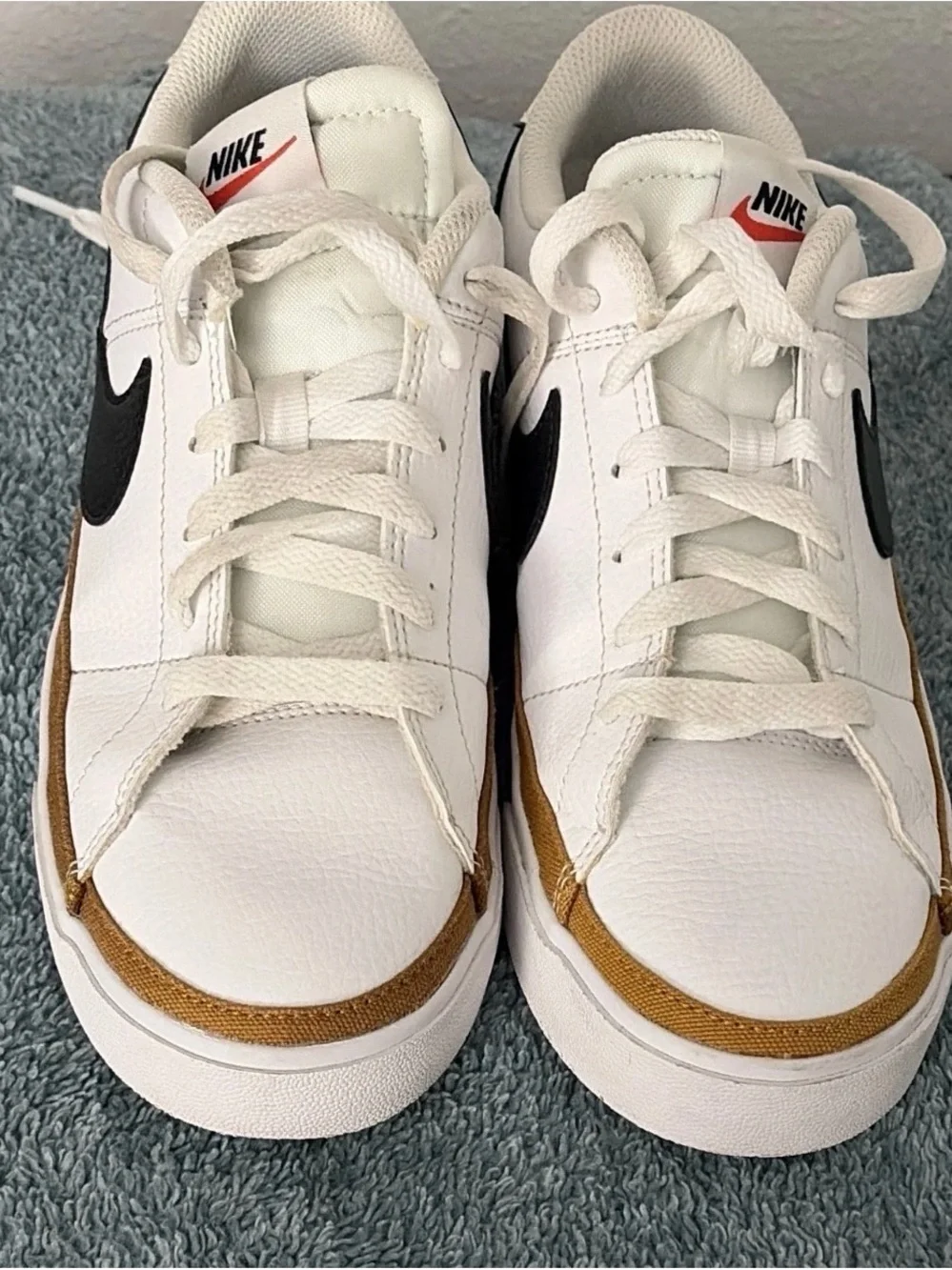 Nike Court Legacy Low Top Leather Lace-up Sneaker White/Brown/Black 8.5